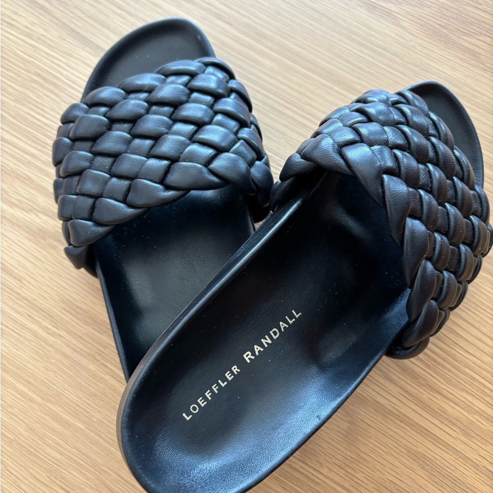Loeffler Randall Black Braided Slide Sandals - Picture 2 of 3